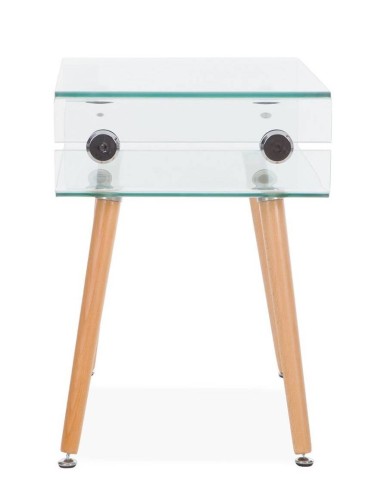 Mesa de vidro nomenclatura zoológica. 55x40, faia natural