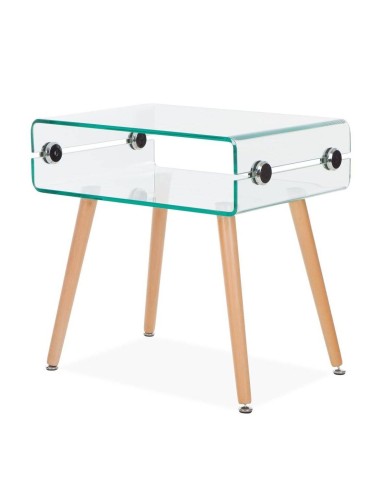 Mesita de cristal Roterdam 55x40, haya natural