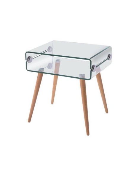 Mesita De Cristal Roterdam 55x40, Haya Natural