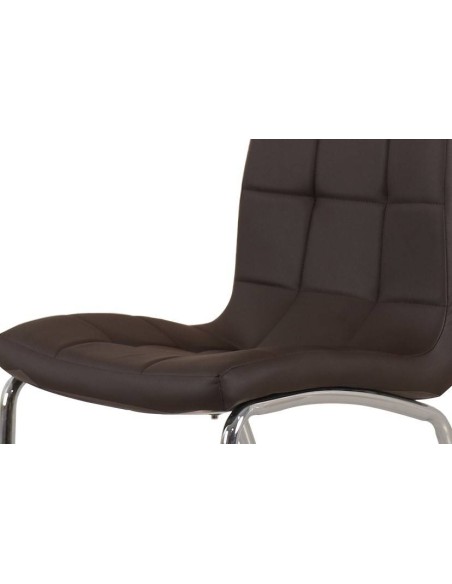Silla de comedor Sebastia, diseño moderno, similpiel, cromada