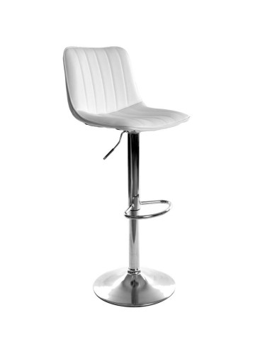 Taburete Goblin de similpiel blanco, regulable, metal cromado