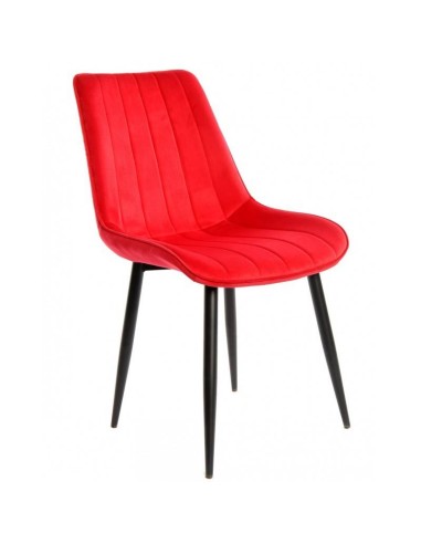 Silla de comedor GOBLIN terciopelo rojo y metal negro