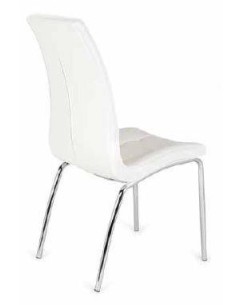 Silla de comedor Sebastia, diseño moderno, similpiel, cromada 2