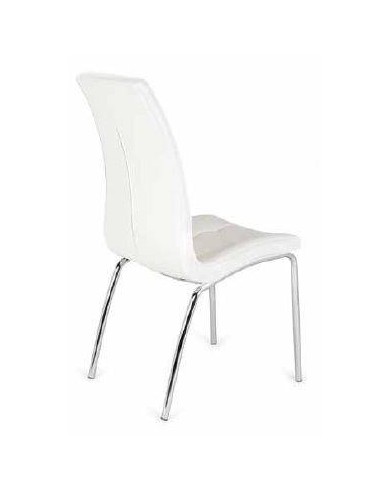 Silla de comedor Sebastia, diseño moderno, similpiel, cromada