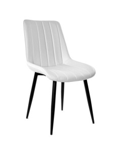Silla de comedor GOBLIN similpiel blanco y metal negro