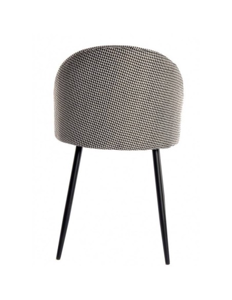 Silla comedor TENA, tapizado pata de gallo y similpiel blanca. Metal negro