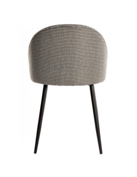 Silla comedor TENA, tapizado pata de gallo y similpiel negra. Metal negro