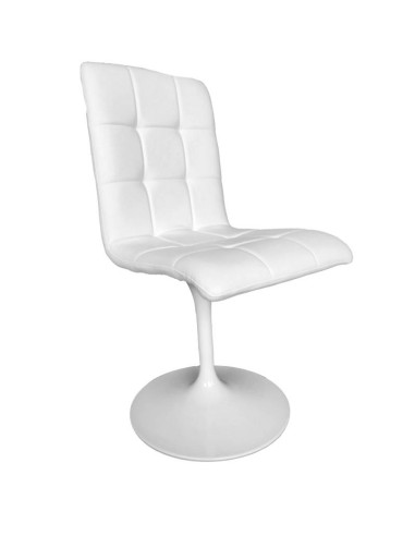 Silla comedor giratoria IGOR, metal blanco, tapizado similpiel blanca