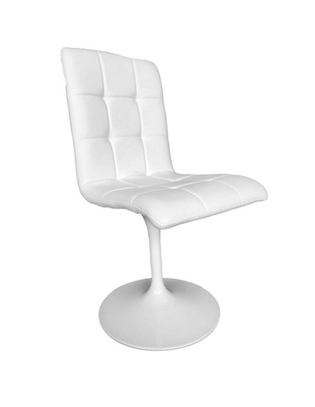 Silla comedor giratoria IGOR, metal blanco, tapizado similpiel blanca