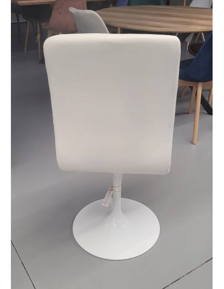 Silla comedor giratoria IGOR, metal blanco, tapizado similpiel blanca
