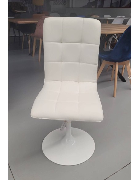 Silla comedor giratoria IGOR, metal blanco, tapizado similpiel blanca