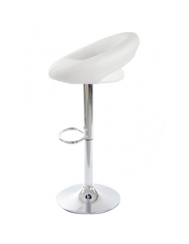 Taburete LUXOR, cromado, similpiel blanca