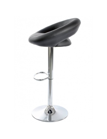 Taburete LUXOR, cromado, similpiel negra