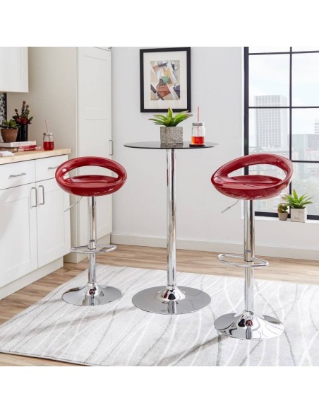 Taburete TURCHE, cromado, abs rojo