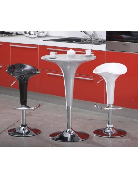 Taburete Ayodar, cromado, abs blanco