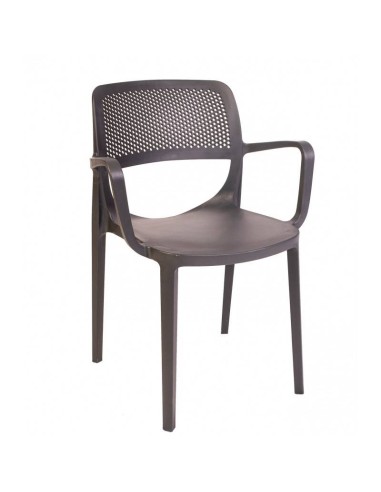 Silla con brazos exterior VERDI, apilable, polipropileno antracita