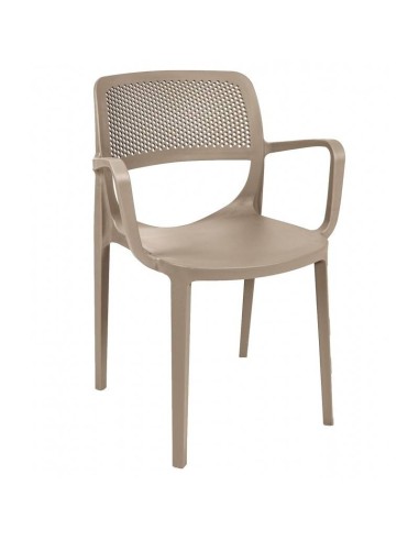 Silla con brazos exterior VERDI, apilable, polipropileno capuchino