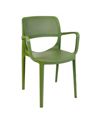 Cadeira com braços de exterior VERDI , empilhável, polipropileno verde