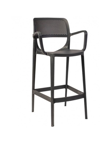 Taburete con brazos exterior VERDI, polipropileno antracita
