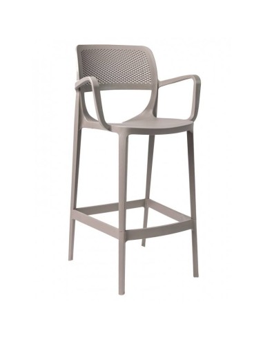 Taburete con brazos exterior VERDI, polipropileno capuchino
