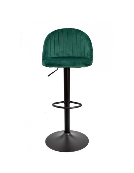 Banco FLOWER, ajustável, metal preto, estofamento em veludo verde com costas florais combinando