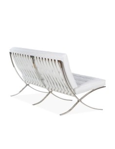 Sofa 3 plazas Barna 185 x 78, piel blanca, acero 2