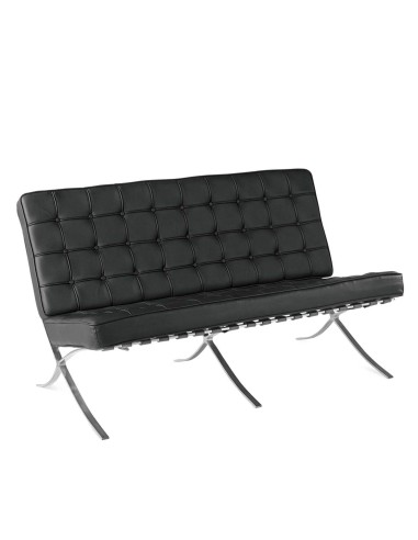 Sofa 2 plazas BARNA 155 x 78, piel negra y acero