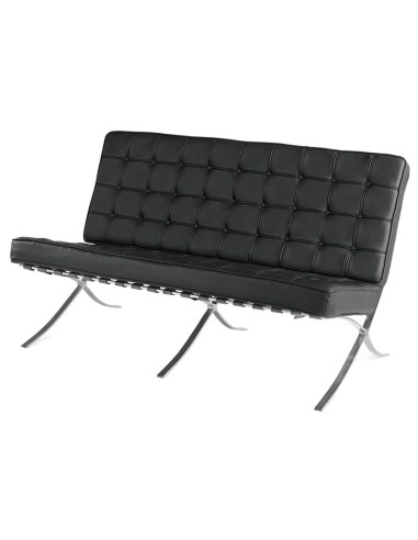 Sofa 2 plazas BARNA 155 x 78, piel negra y acero