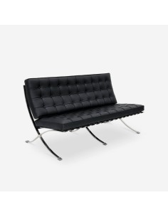 Sofa 2 plazas BARNA cuero sintetico negro