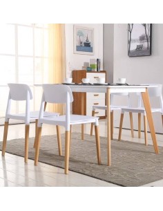 Silla de cocina nórdica CROC, polipropileno blanco y pies... 2