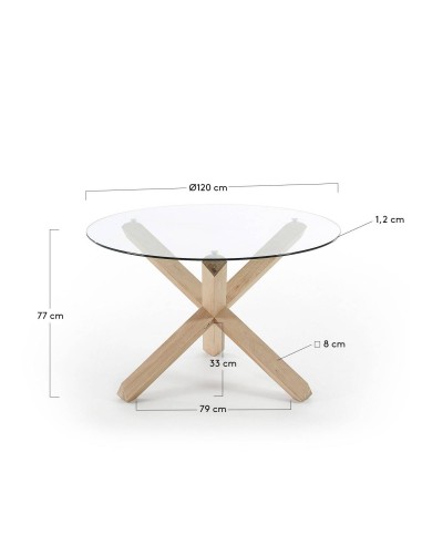 Mesa redonda de cristal LOTTO 120  y patas de...