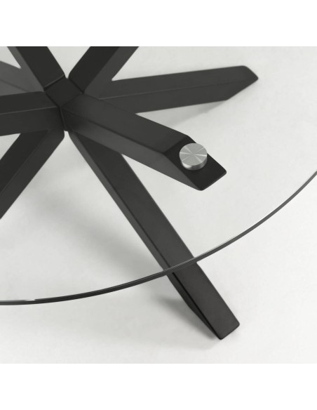 ARYA 120 mesa de vidro redonda e pés de aço preto