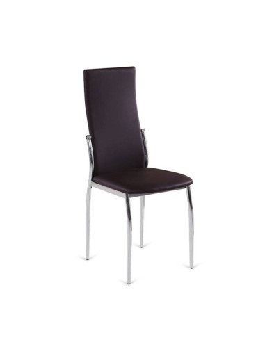Silla De Comedor De Diseño Moderno Vika, Estructura Cromada,asiento en cuero sintético.