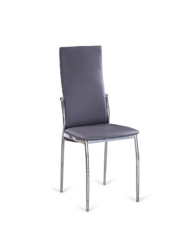 Silla De Comedor De Diseño Moderno Vika, Estructura Cromada,asiento en cuero sintético.