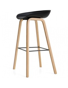 Taburete Welli 75, metal acabado madera, plastico