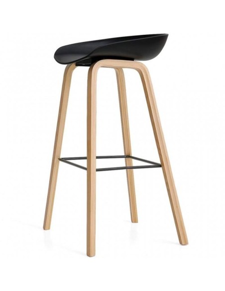 Taburete Welli 75, metal acabado madera, plastico