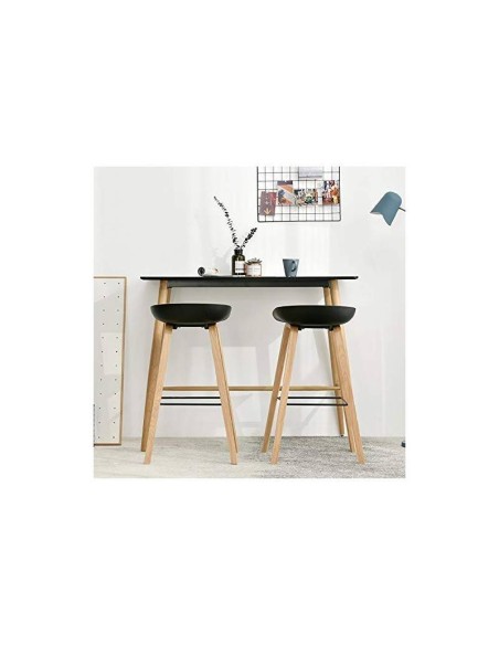 Taburete Welli 75, metal acabado madera, plastico