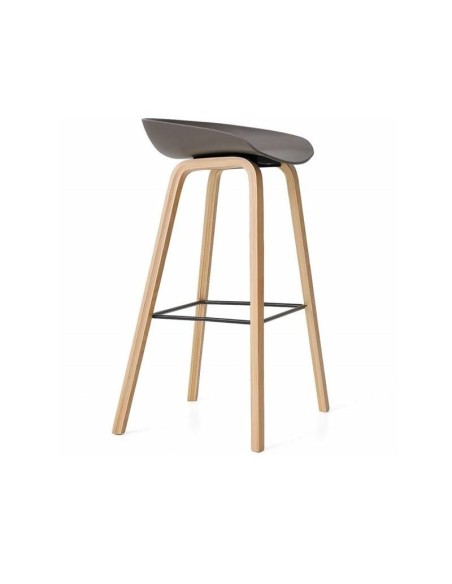 Taburete Welli 75, metal acabado madera, plastico