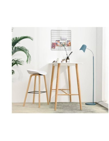 Taburete Welli 75, metal acabado madera, plastico