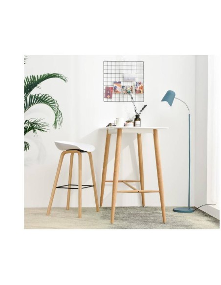 Taburete Welli 75, metal acabado madera, plastico