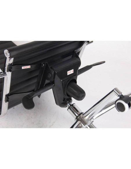 Cadeira de escritório Boris, inclinação avançada, encosto alto, couro sintético.