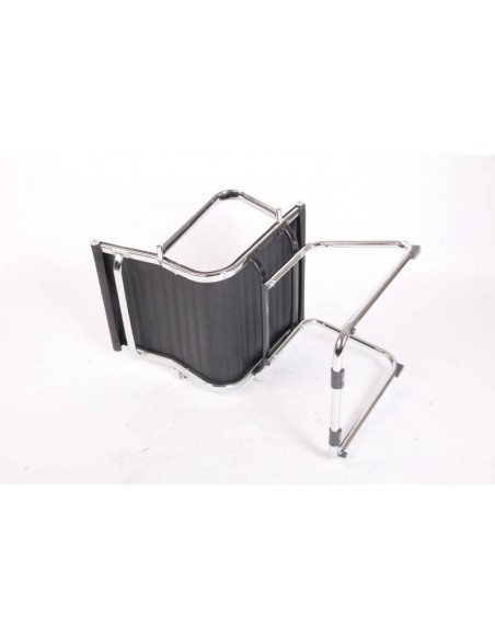 Cadeira de escritório fixa tipo trenó Boris, couro sintético preto