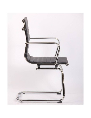 Silla oficina fija de patín Boris, similpiel negra