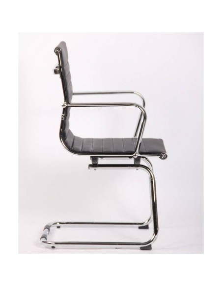 Silla oficina fija de patín Boris, similpiel negra