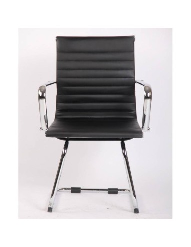 Silla oficina fija de patín Boris, similpiel negra