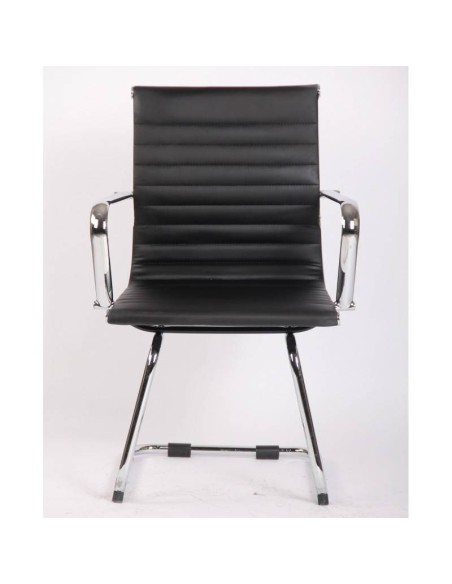 Silla oficina fija de patín Boris, similpiel negra