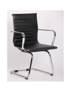 Silla oficina fija de patín Boris, similpiel negra