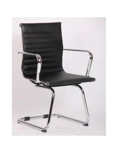 Silla oficina fija de patín Boris, similpiel negra