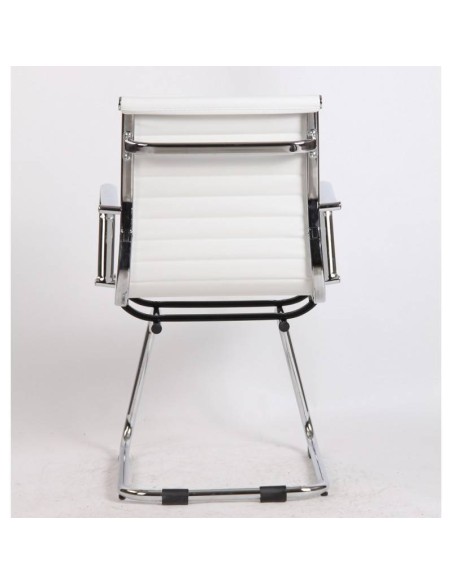 Silla oficina fija de patín Boris, similpiel blanca