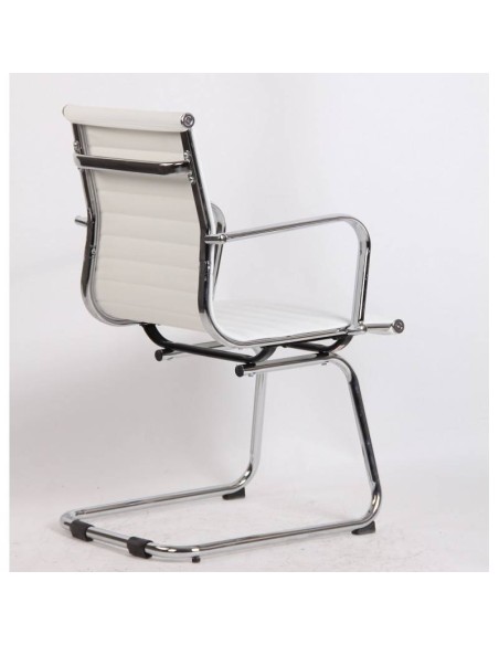 Silla oficina fija de patín Boris, similpiel blanca